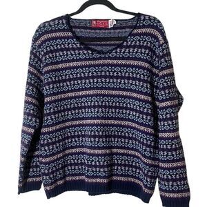 Binghamton Knitting Co. Inc. Made In USA Vintage Cotton Blend Ski Nordic Sweater